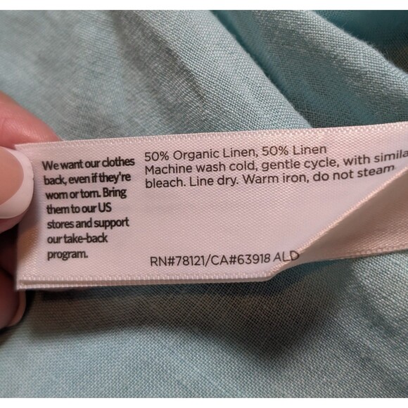 Eileen Fisher Size M Blouse Handkerchief Linen Bateau Neck 3/4 Sleeve Coastal - Picture 6 of 9